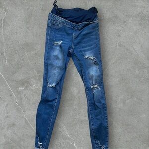 Distressed Blue Women's maternity Jeans